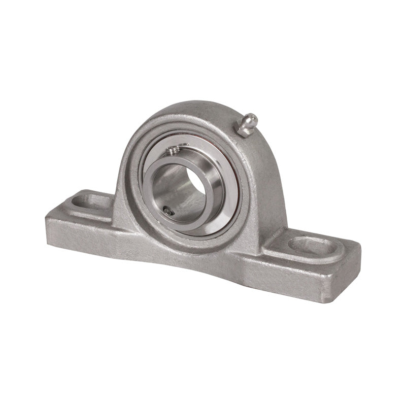 SSUCP203 Metric Stainless Steel Two Bolt Pillow / Plummer Block Housing with 17mm Bore Stainless Insert 