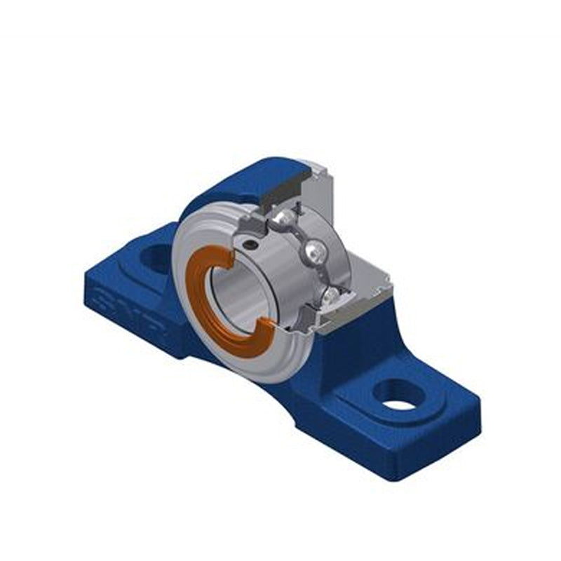 SNR UCP210CO Metric Cast Iron Two Bolt Pillow / Plummer Block Housing 50mm Bore Insert with Steel Plate Cover - Open Version - Allow 2-3 Days