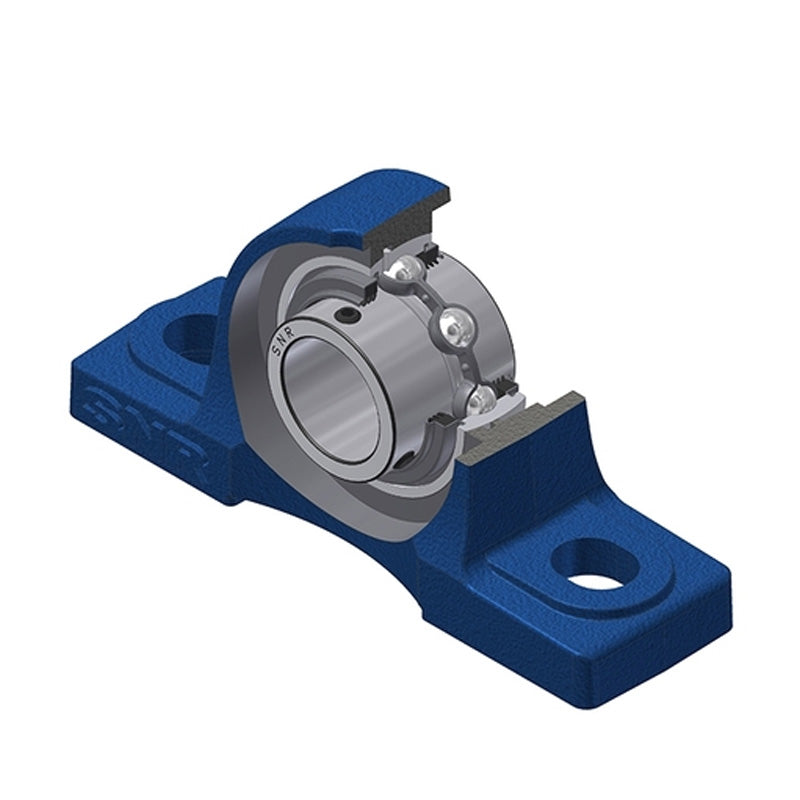 SNR UCP212NL3 Metric Cast Iron Two Bolt Pillow / Plummer Block Housing 60mm Bore Insert with Triple Lip Seal - Allow 2-3 Days