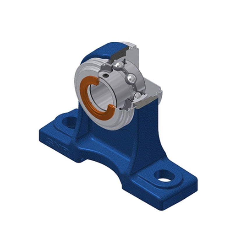 SNR UCPH210CC Metric Cast Iron High Centre Height Two Bolt Pillow / Plummer Block Housing with 50mm Bore Insert with Narrow Steel Plate Cover - Closed Version - Allow 2-3 Days