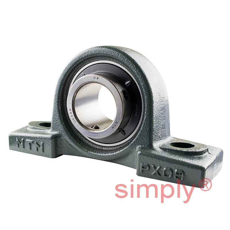 NTN UCPX09D1 Metric Cast Iron Two Bolt Pillow / Plummer Block Housing with 45mm Bore Insert