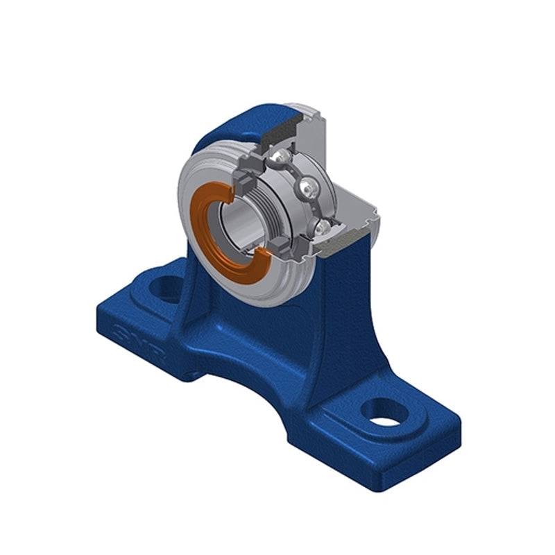 SNR UKPH207HCC Metric Cast Iron High Centre Height Two Bolt Pillow / Plummer Block Housing with Narrow Steel Plate Cover - Closed Version - Insert and Adaptor Sleeve Fits 30mm Shaft - Allow 2-3 Days