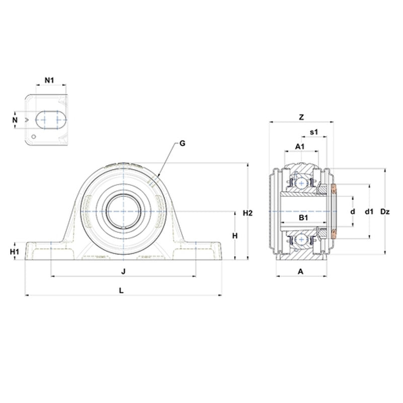 SNR UKPLE205HCC Metric Cast Iron Two Bolt Pillow / Plummer Block Housing with Narrow Steel Plate Cover - Closed Version - Insert and Adaptor Sleeve Fits 20mm Shaft - Allow 2-3 Days
