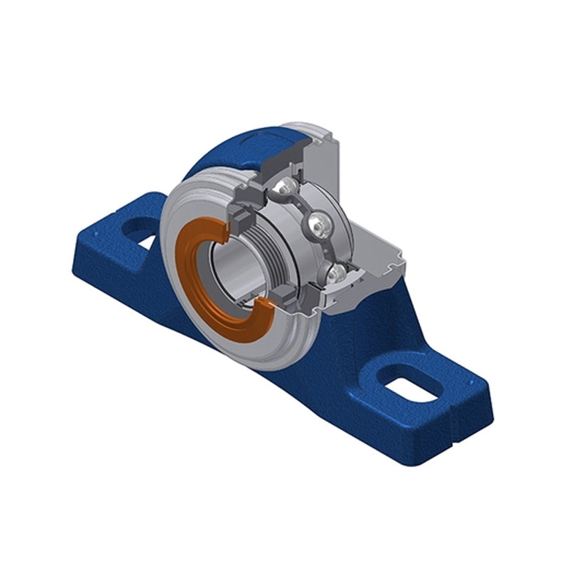SNR UKPLE205HCC Metric Cast Iron Two Bolt Pillow / Plummer Block Housing with Narrow Steel Plate Cover - Closed Version - Insert and Adaptor Sleeve Fits 20mm Shaft - Allow 2-3 Days
