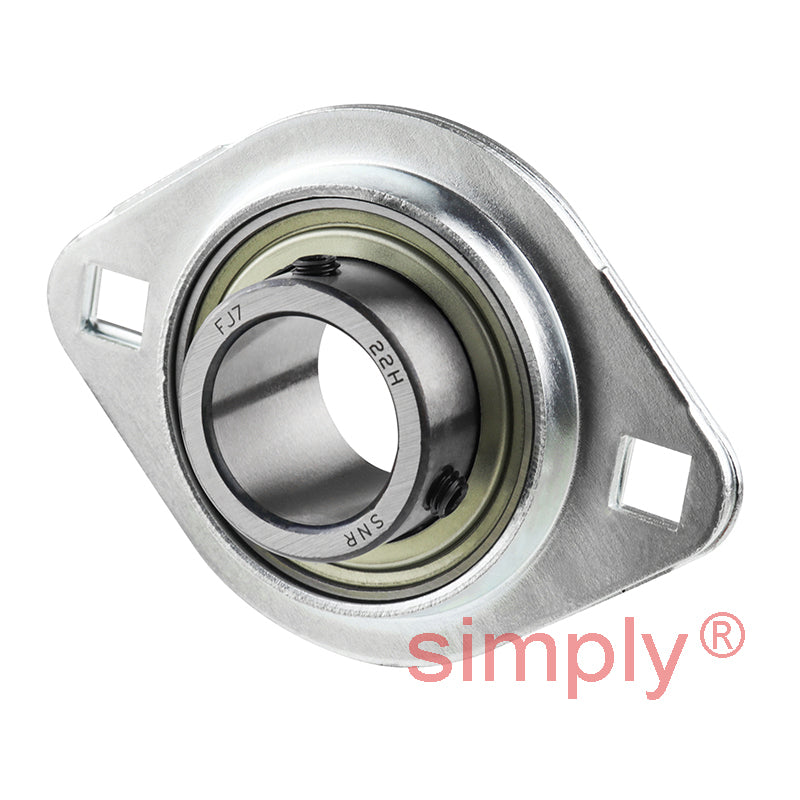 SNR USPFL204 Oval 2 Bolt Pressed Steel Bearing Housing with 20mm Insert - Allow 2-3 Days