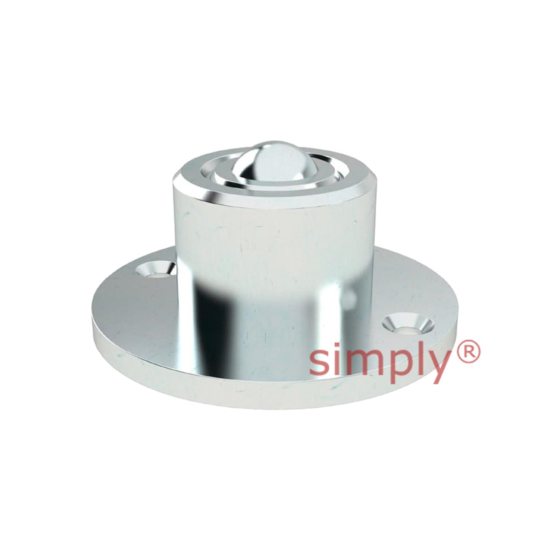High-Performance High Capacity 2 Bolt Base Mounted Round Surface Ball Transfer Unit with 12.7mm Steel Ball - Load Capacity 35kg - Allow 2-3 Days