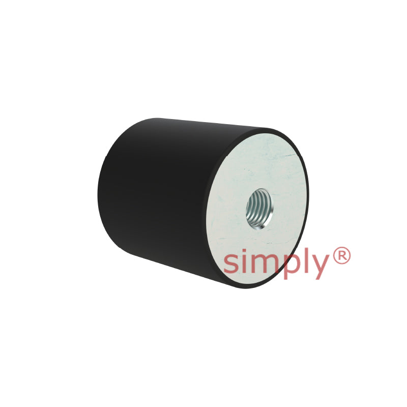 High-Performance Female Rubber Cylindrical Bump Stop 25x25mm M6 Thread